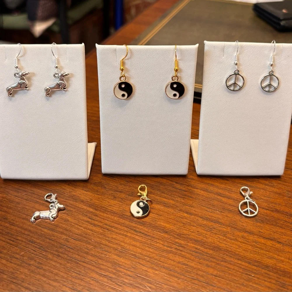Set of 3 Charming new Earring Trio sets with matching pendant Charms